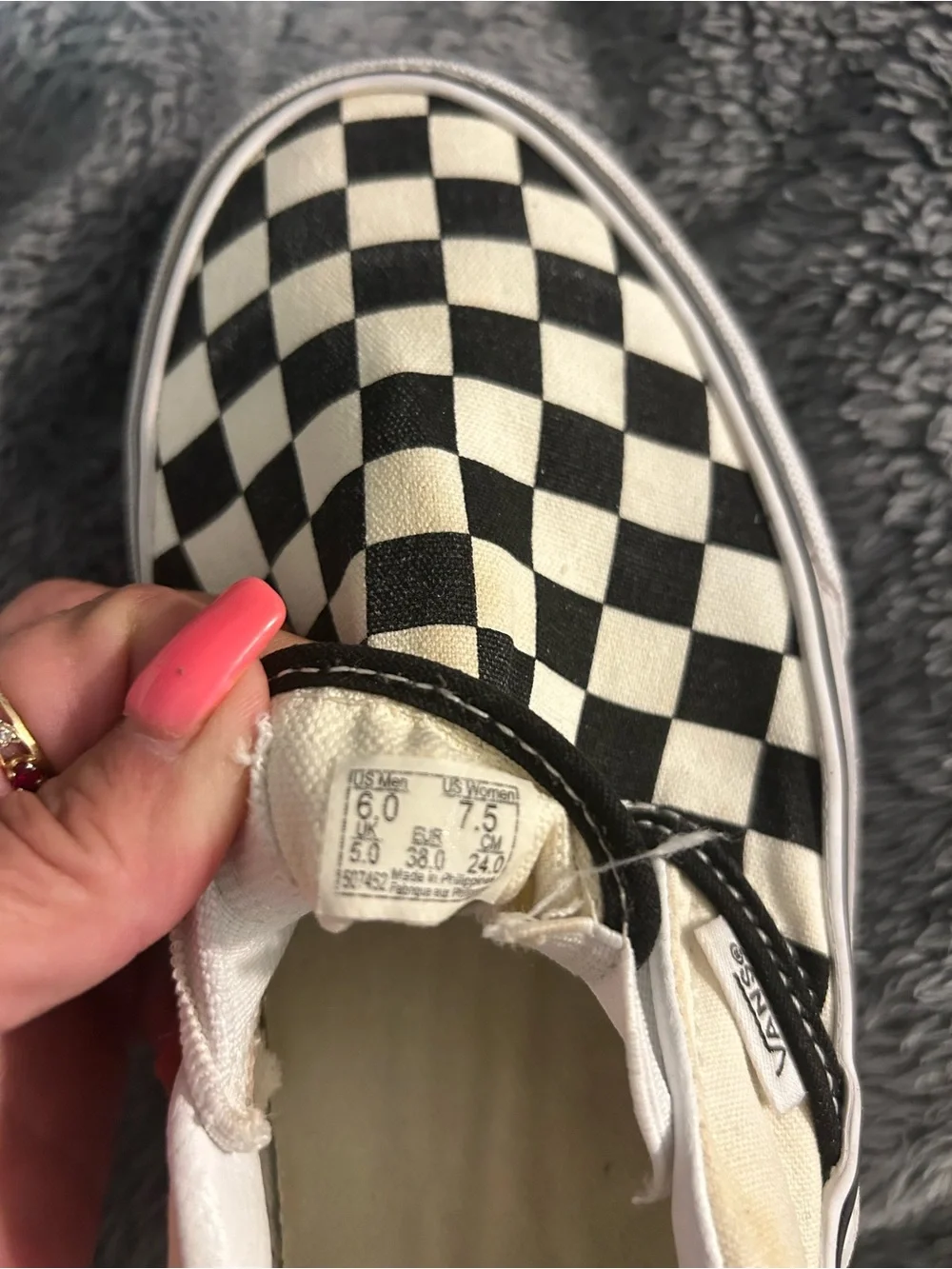 Vans Checkerboard Slip-On Sneakers in Black and White